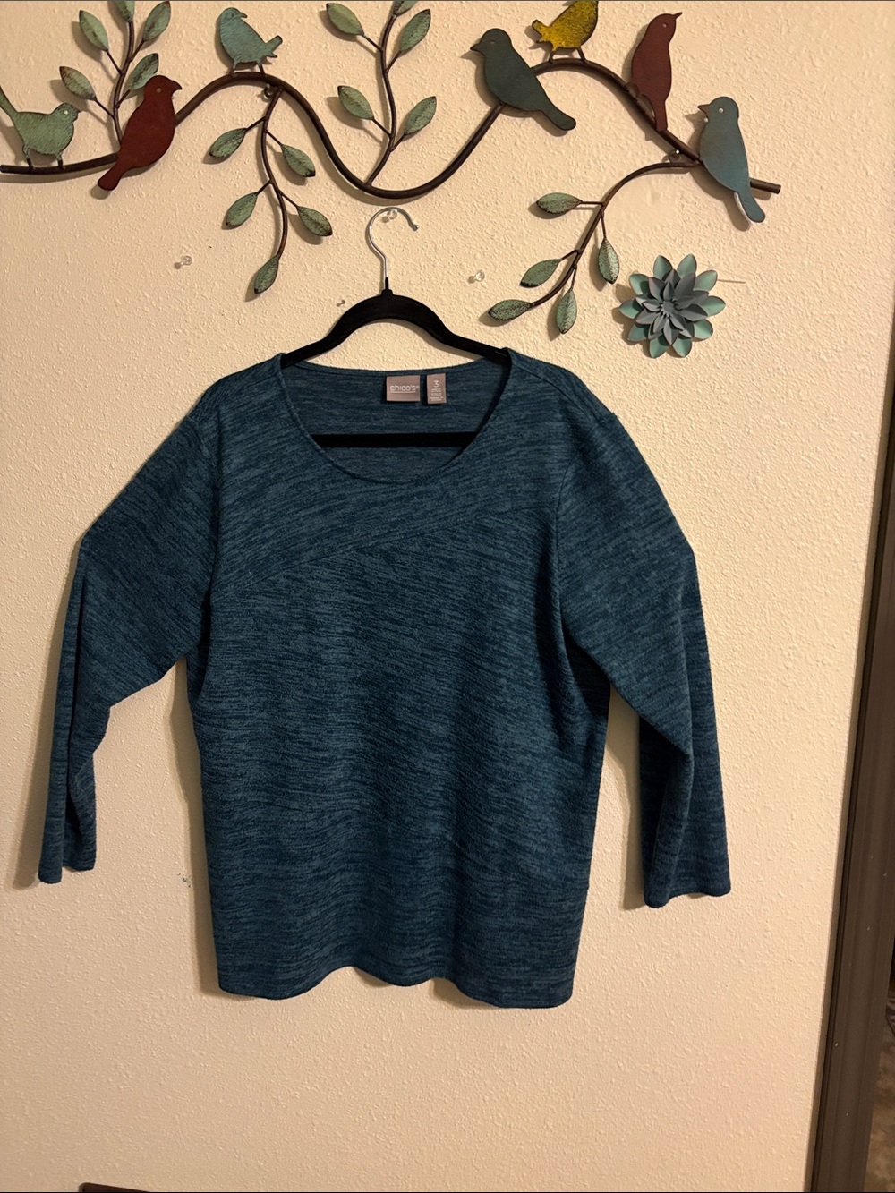 Chico's Teal Mélange Scoop Neck Sweater